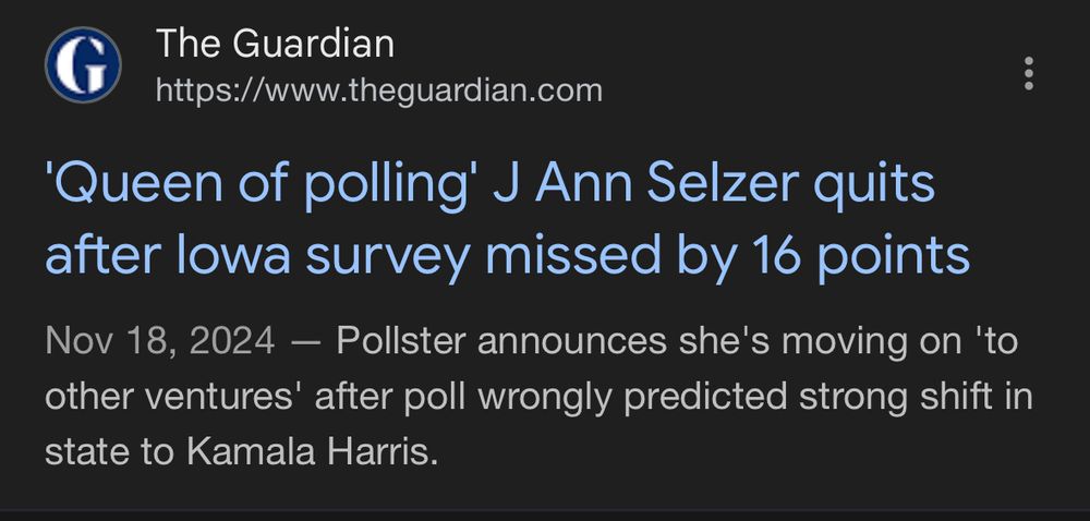 Ann Selzer's poll missed by 16 points