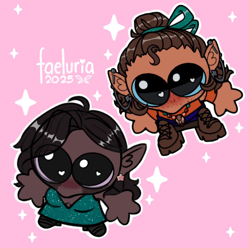 Emojis of Ryna and Imrae surrounded by sparkles.