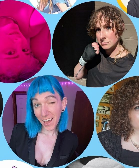 a crop of a bubbel.blue circle with gwenever's profile picture above and to the right of vootins'