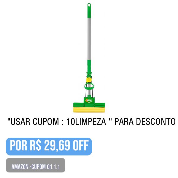 💥 🌟PRECINHO DA AMAZON-Cupom-01.1.1Brilhus - Mop Sek+ Lava e Seca com Esponja de Alta Absorção e Cabo Retrátil até 89cm para Limpeza Pesada, Bettanin
.
Use o cupom: 10LIMPEZA </br> (na tela de pagamento)
.
😱 Por R$ 29,69
.
🛒 Compre aqui 👉🏽 https://www.amazon.com.br/gp/product/B076W8SMXL?tag=mxthxf-20