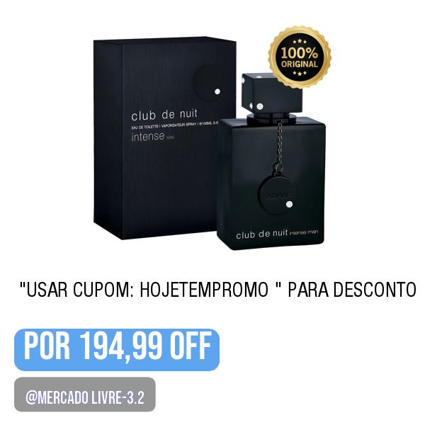 💥 Perfume Armaf Club De Nuit Intense Man Edt 100ml Para Homens-
.
⚠️ -1 -“Ver Produto”, e  </br> ⚠️ 2 - tela de pagamento, “Usar cupom: HOJETEMPROMO ” para desconto.
.
😱 Por 194,99 OFF (Confira o DESCONTO tela de Pgto)
.
🛒 Compre aqui 👉🏽 https://mercadolivre.com/sec/16cmeHd