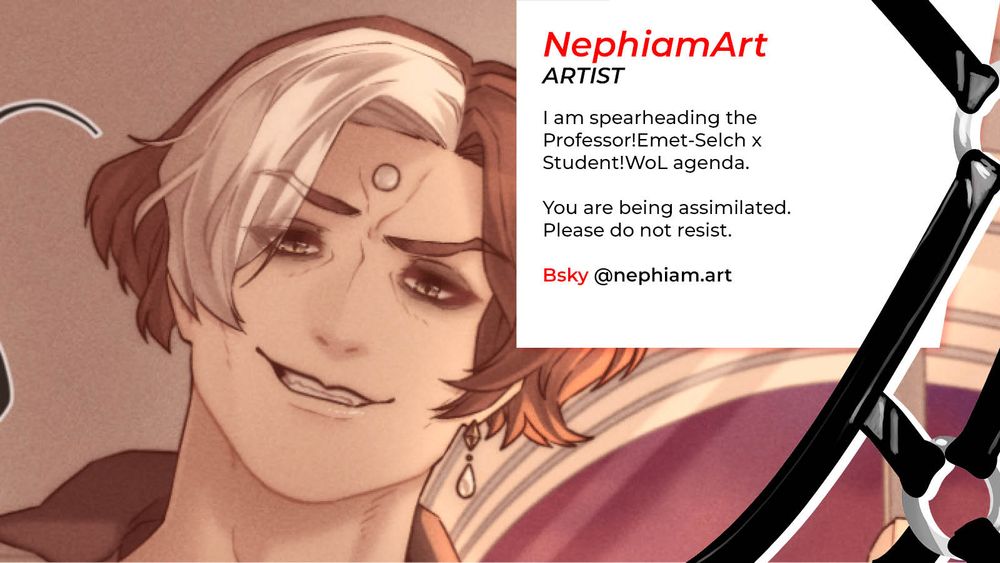 NephiamArt spotlight - "I am spearheading the Professor!Emet-Selch x Student!WoL agenda. You are being assimilated, Do not resist."