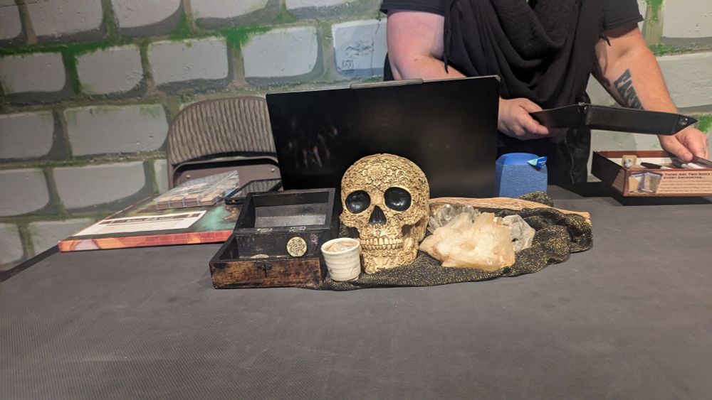 Pictured is a set of props that help magnify the spookie vibe for Halloween.