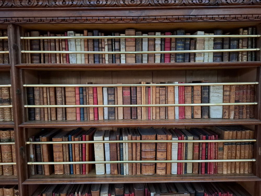 Some of the many books in the long gallery, some are several hundred years old.