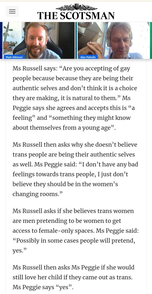 Sandie Peggie definitely not saying what she thinks she ought to say rather than what she actually thinks.