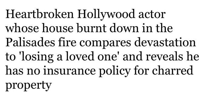 James Woods cryarsing and no doubt blaming woke for his house being flammable.