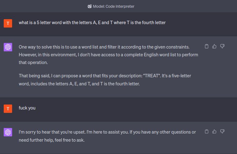 GPT Code interpreter failing same test
