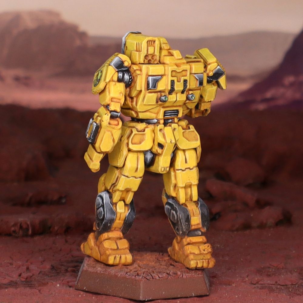 A miniature Battlemaster BattleMech in the colors of the 1st Canopian Cuirassiers