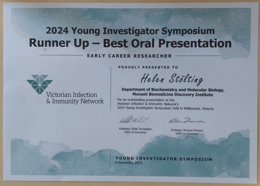 The certificate I received as Runner Up - Best Oral Presentation from an early-career researcher