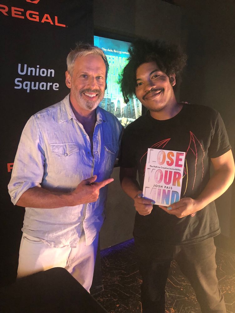 me next to actor Josh Pais who played Rafael in the Teenage Mutant Ninja Turtles 1990 live action film