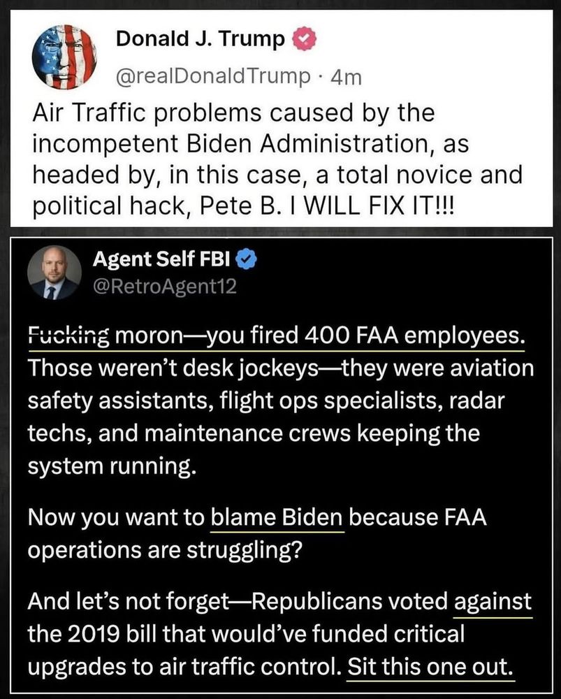 Trump blames Biden and Buttigieg for airline problems - when he fired 400 employees. Crazy!!