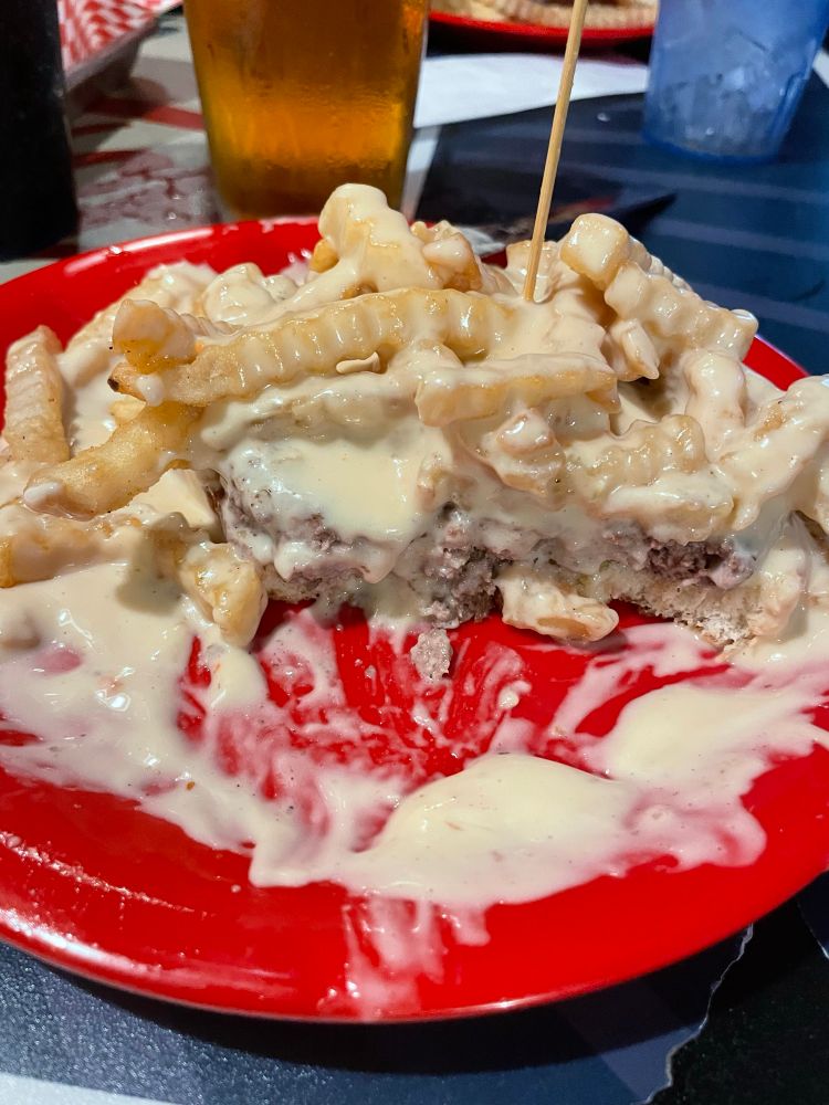 Horseshoe in Springfield, Illinois. 

1/4 of the way eaten.  