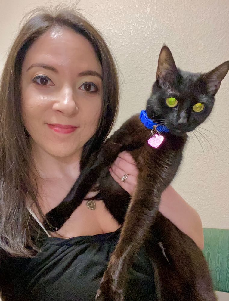 Selfie with my black cat Bender
