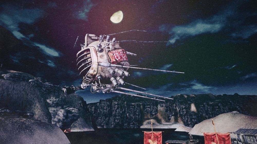 ED-E the eyebot outside a legion encampment in Fallout New Vegas