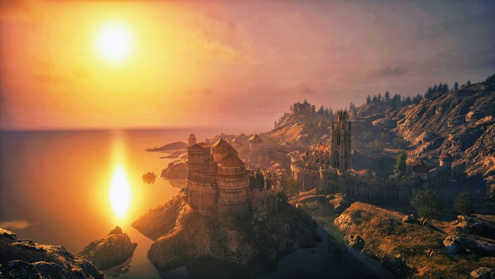 sunset in Anvil over the water. Taken in Elder Scrolls Oblivion Remastered