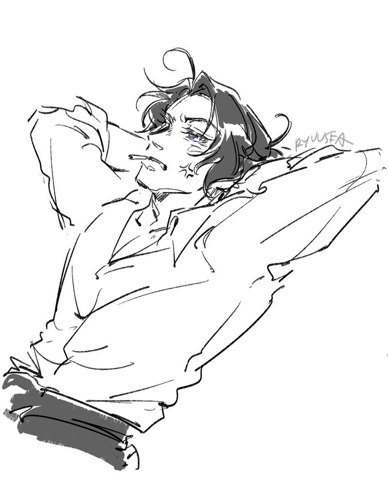 Doodle, Yuumori Sherly, annoyed and leaning back 