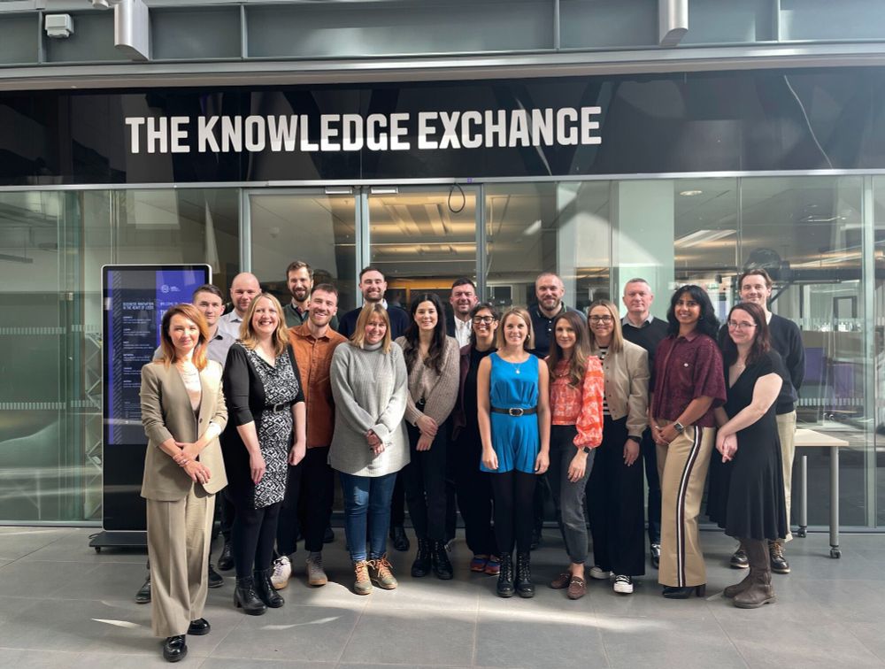 Our Help to Grow participants and colleagues outside the entrance to The Knowledge Exchange in the Rose Bowl.
