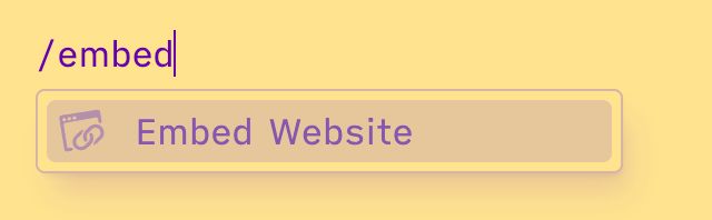 screenshot: adding an 'embed website' block in a leaflet draft