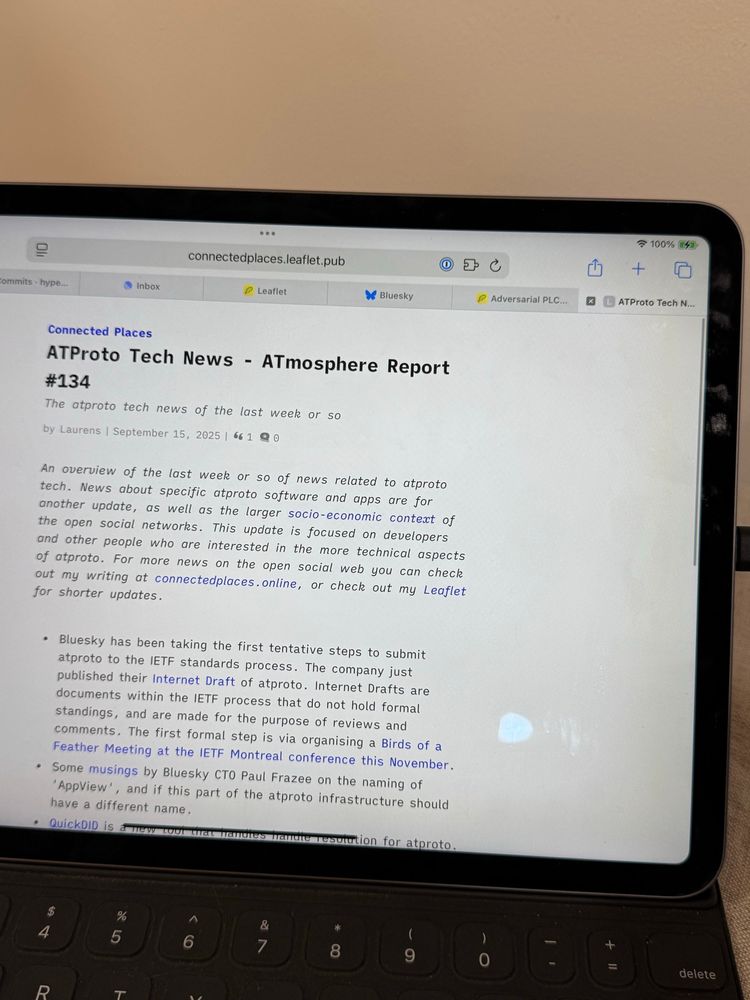 Screenshot of blog page on iPadOS with scroll bar showing on the right 