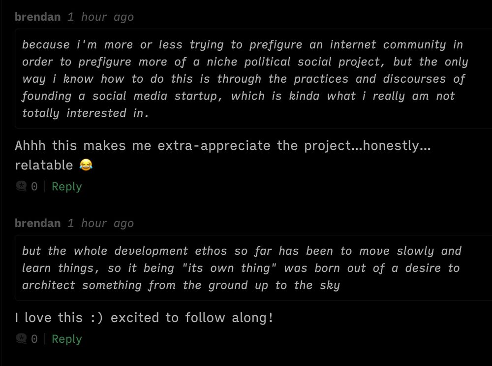 screenshot of comments with quotes from "the story so far": https://xcvr.leaflet.pub/3lxbnu3x7dc2p