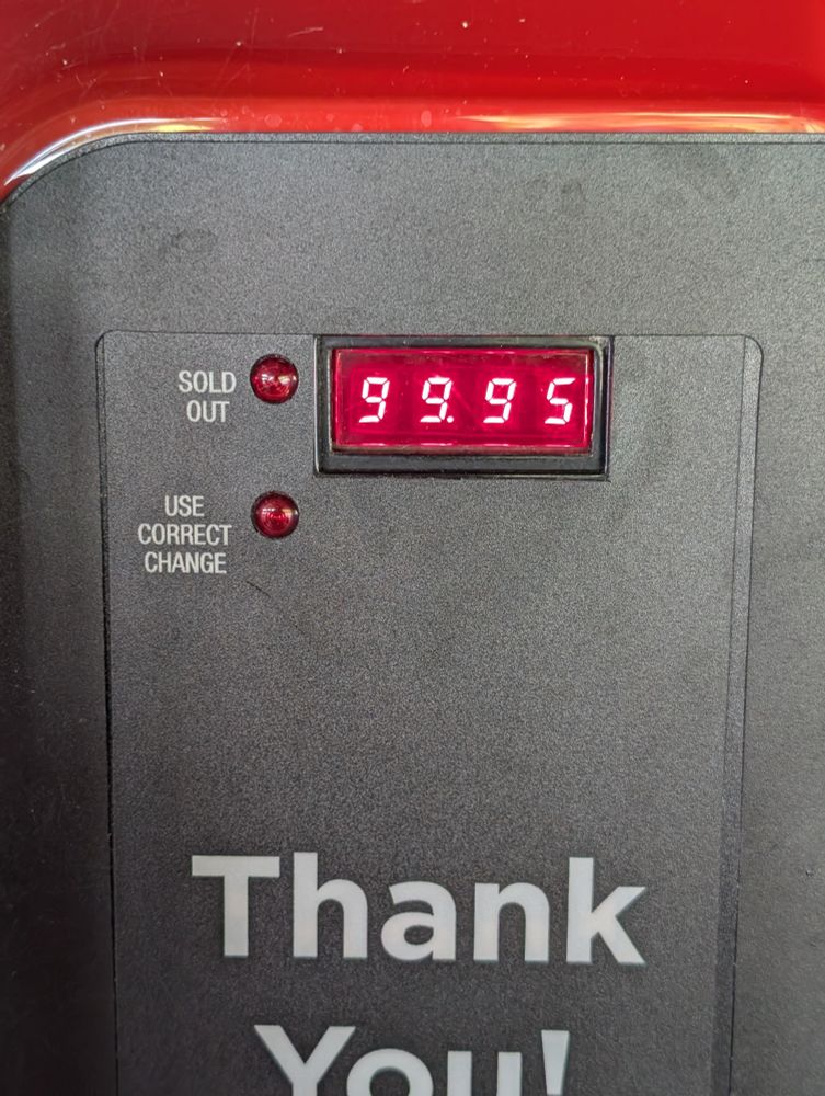 Close up of pricing on the machine - $99.95