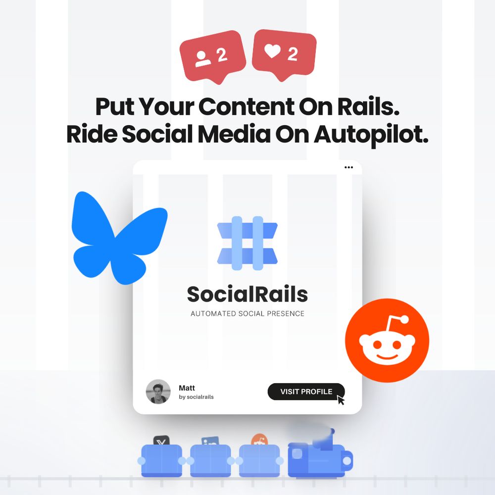 Put Your Content On Rails.

Ride Social Media On Autopilot.

Save hours every month scheduling content.

Start for free, try it 7 days.

Check it on: socialrails.com