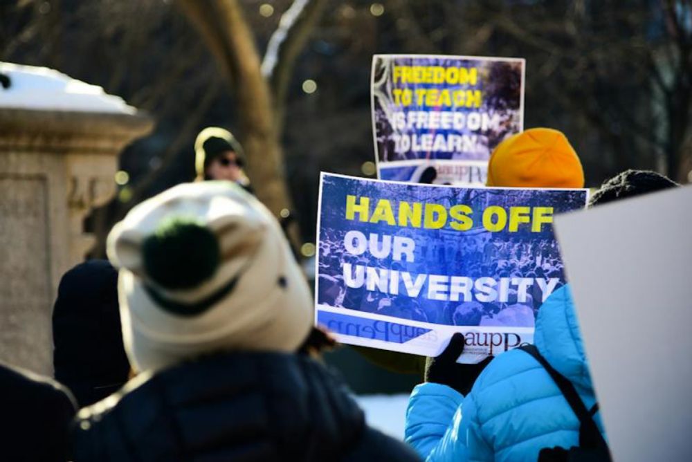 'Let us teach': Over 100 Penn affiliates gather in AAUP-led protest for academic freedom