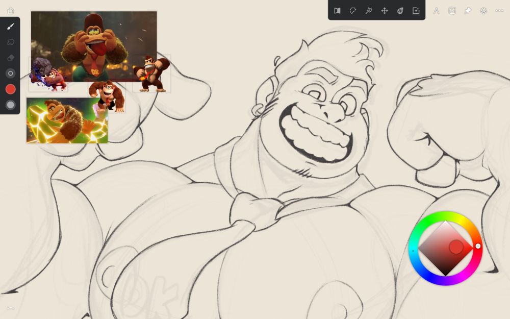 arte ainda em progresso de uma humanização do personagem donkey kong