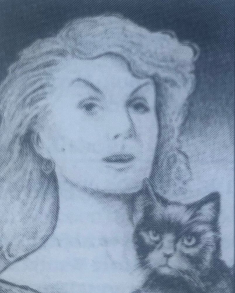 Portrait of Etelka Herzen with her black cat named Shadow, main villain npc from Death on the Reik adventure from The Enemy Within campaign. In our campaign she grew into main power pulling the strings of other minor villains and her perfume lingering from handouts. Illustrated by Martin McKenna, published by Games Workshop in 1987.