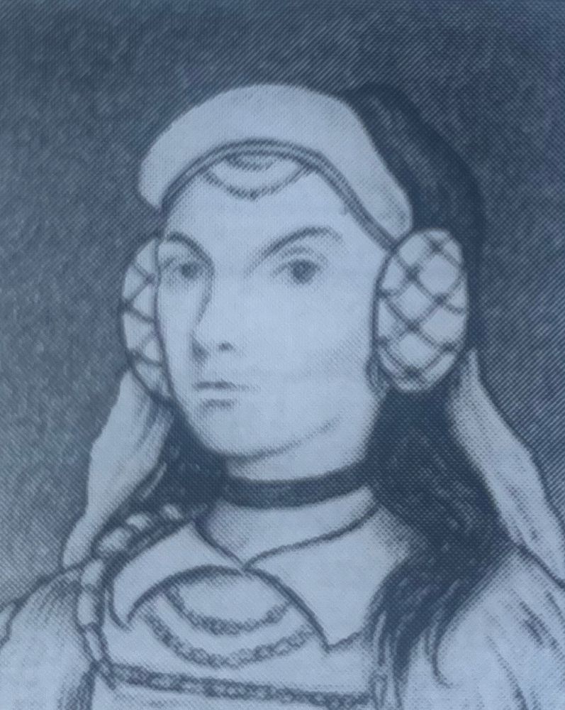 Portrait of Lady Margritte Von Wittgenstein, main npc from Death on the Reik adventure from The Enemy Within campaign. Illustrated by Martin McKenna, published by Games Workshop in 1987.