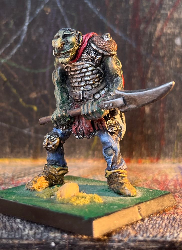 Giant Hill Troll painted metal Citadel miniature from the 1980s. Oldhammer thing now, habitant of Old World back in the day. 