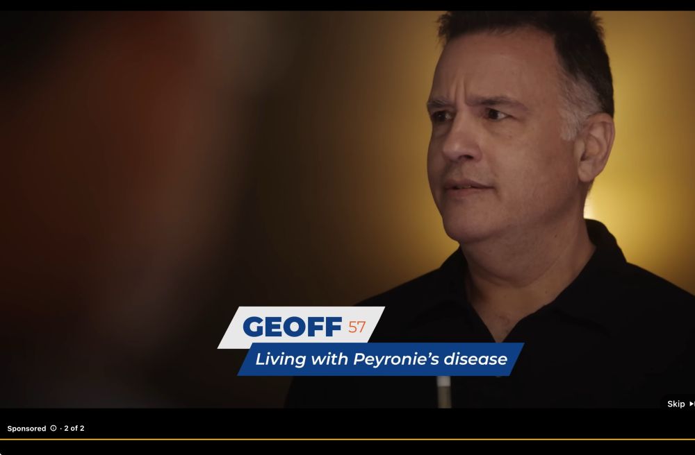 Screenshot from a YouTube ad for Peyronie’s disease