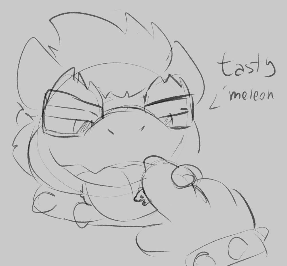 headshot of Nomawser holding a tiny Roy pressed against their tongue under a finger