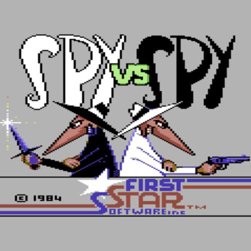The title screen of the Commodore 64 game ”Spy vs Spy” from 1984. 