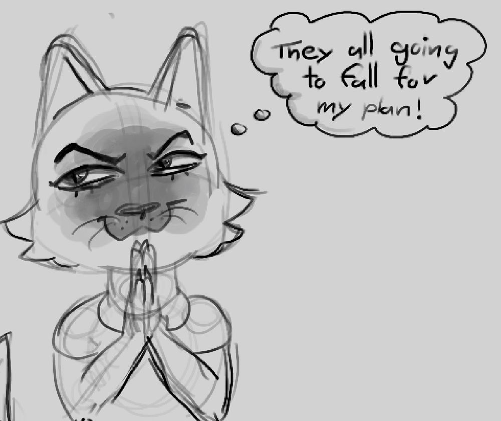 Evil Kool Kat, Mao, thinking to herself, "They all going to fall for my plan!"