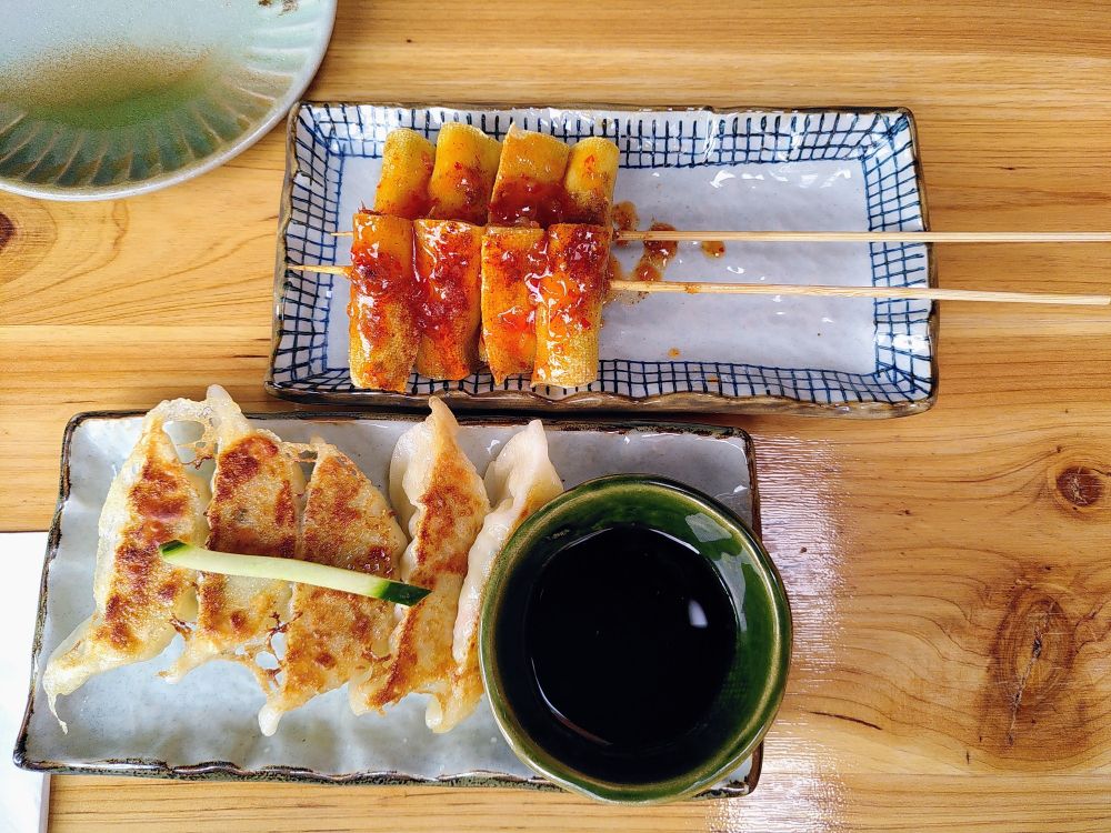 Robata Skewers
Tofu Skin & Asparagus

Pan-Fried Mock Meat Dumplings