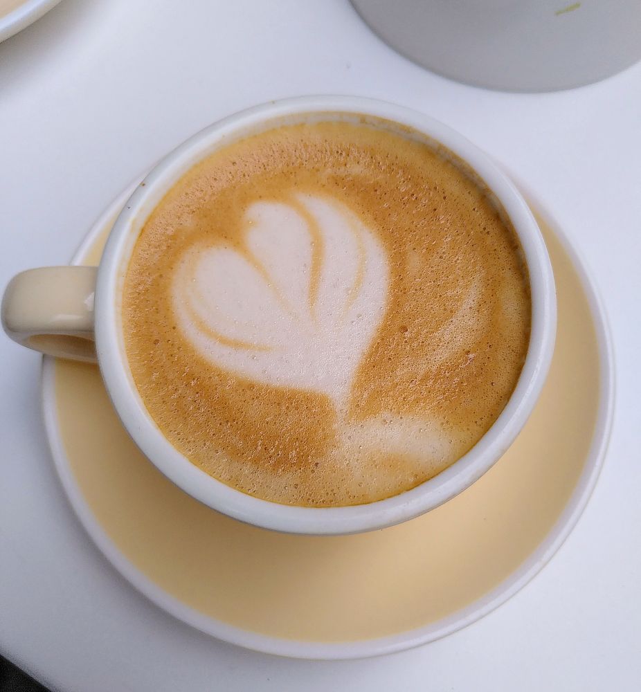 Cappuccino with oat milk from Layers Bakery 