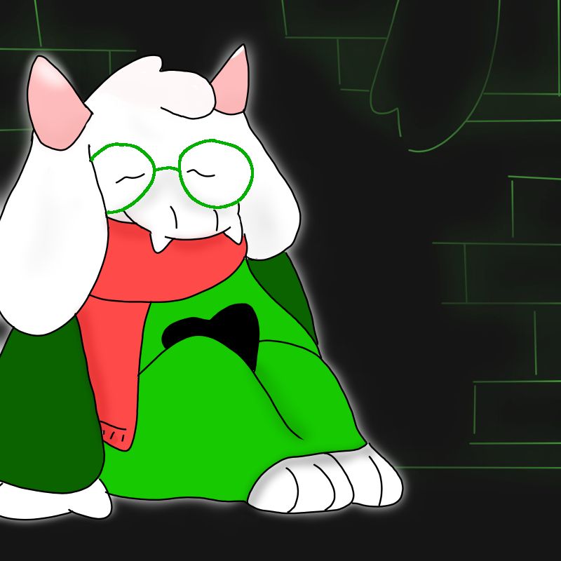 ralsei deltarune in his room 