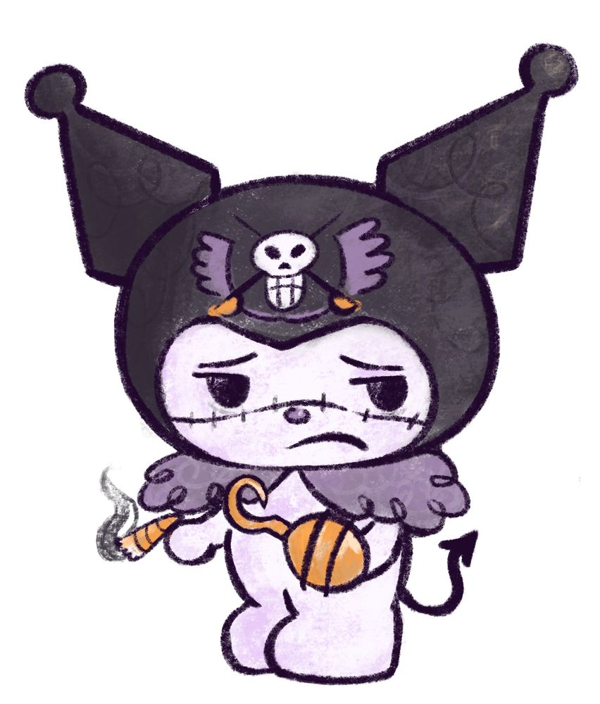 Kuromi dressed as Crocodile