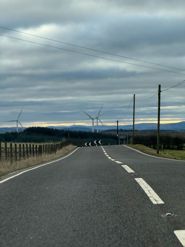 Wind turbines on the A70