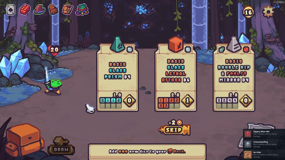 End screen for combat in Die In The Dungeon. Three achievements popped up simultaneously - "win 3, 5, and 10 battles without taking damage"