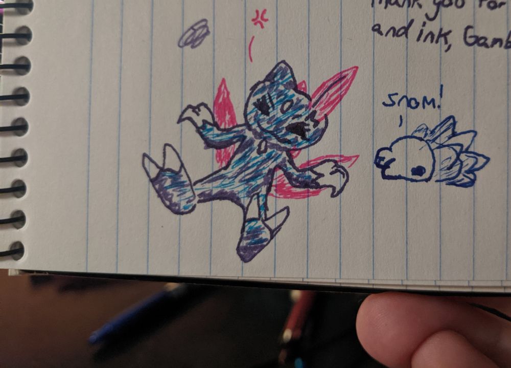 a roughly colored doodle of Sneasel and Snom