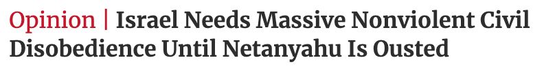 Isreal needs nonviolent civil disobedience...