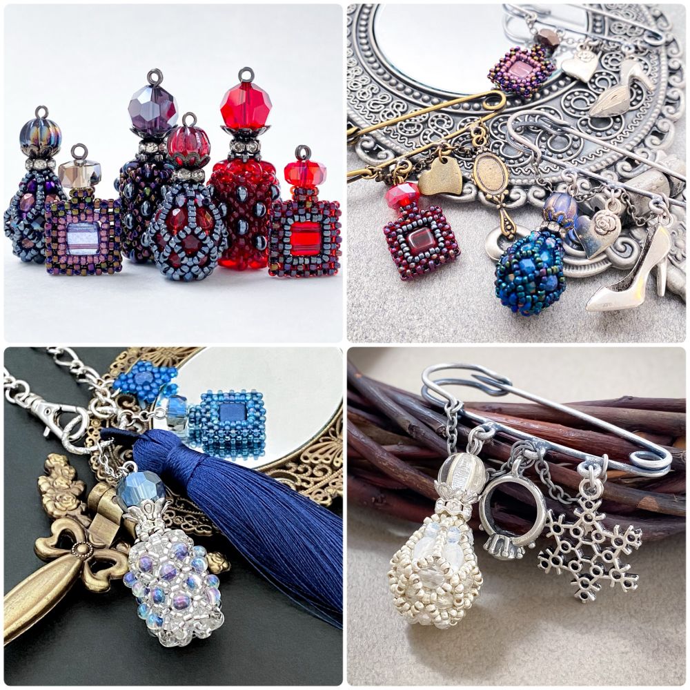 ビーズの香水瓶アクセサリー