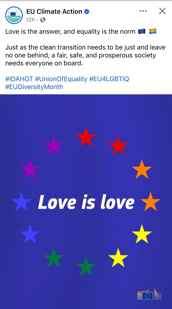 EU Climate Action post linking LGBTQ inclusion to climate action. 
