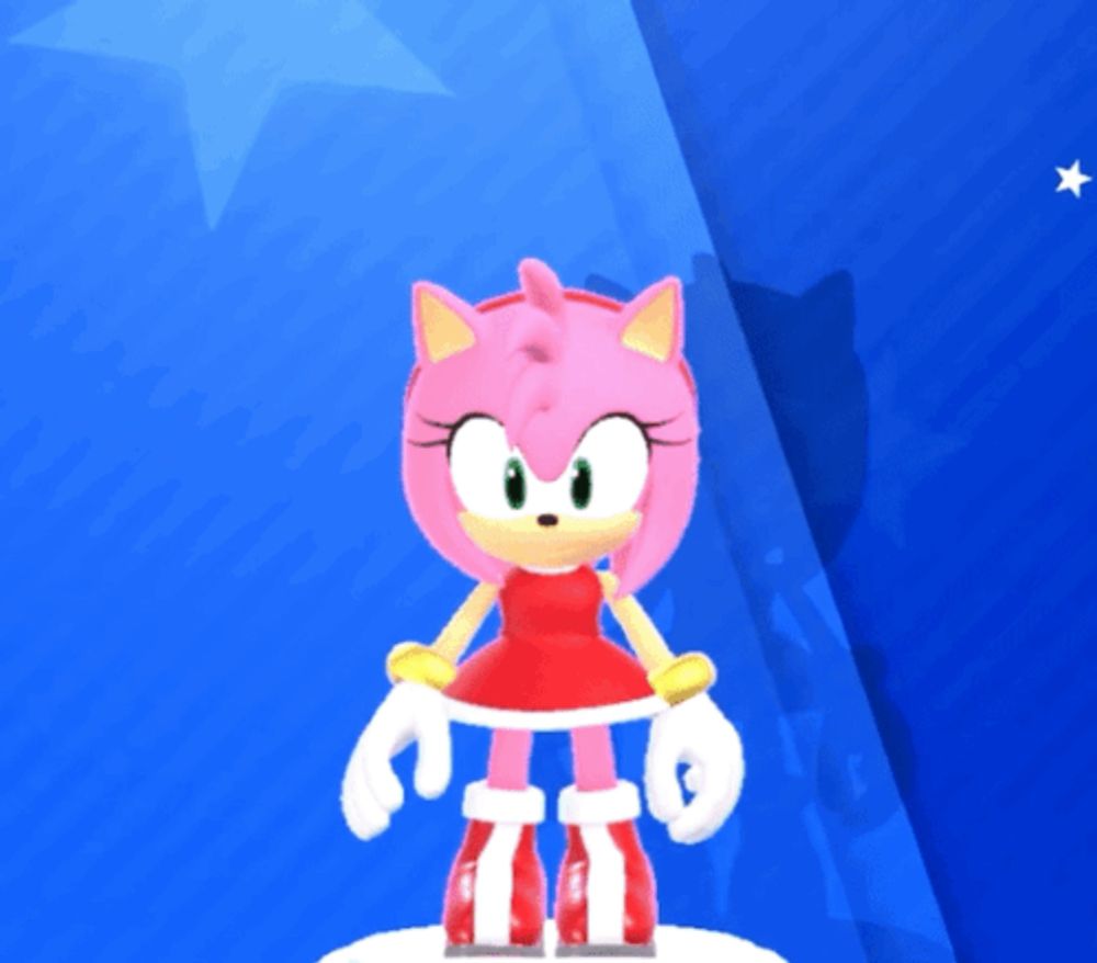 amy rose from sonic the hedgehog is wearing a red dress