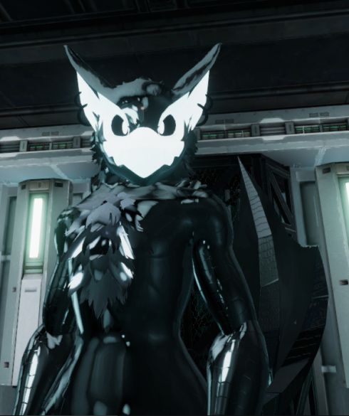 black and white shiny nargacuga staring at the camera