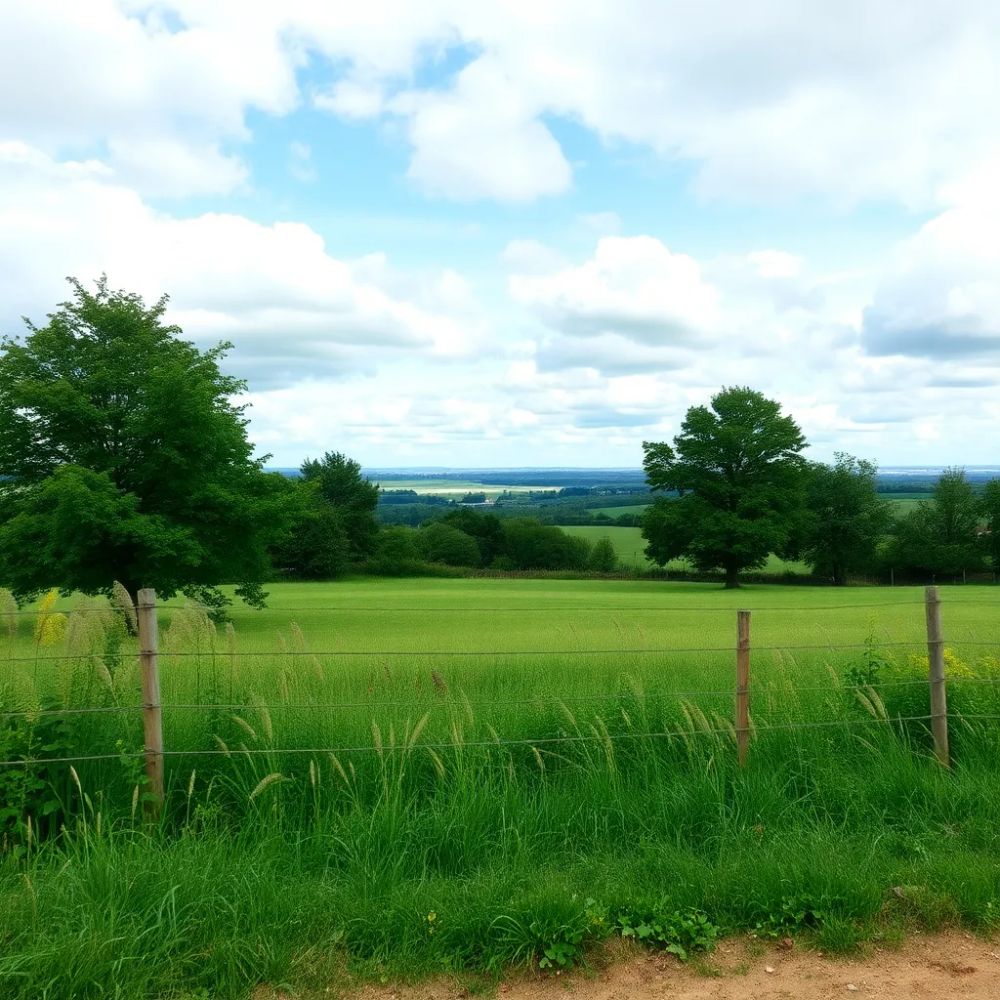 An AI generated image depicting a view of the english countryside poorly cpatured on an iPhone