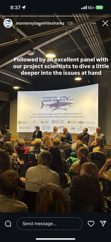 Me sitting with other panelists at the Monterey Bay White Sharks film premiere. 