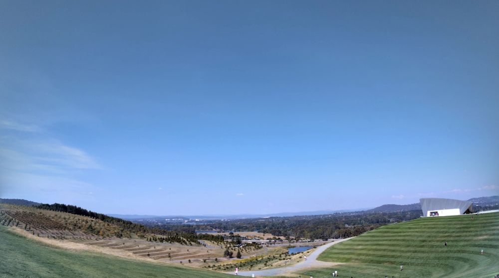 A panoramic photo taken from Canberra's west.